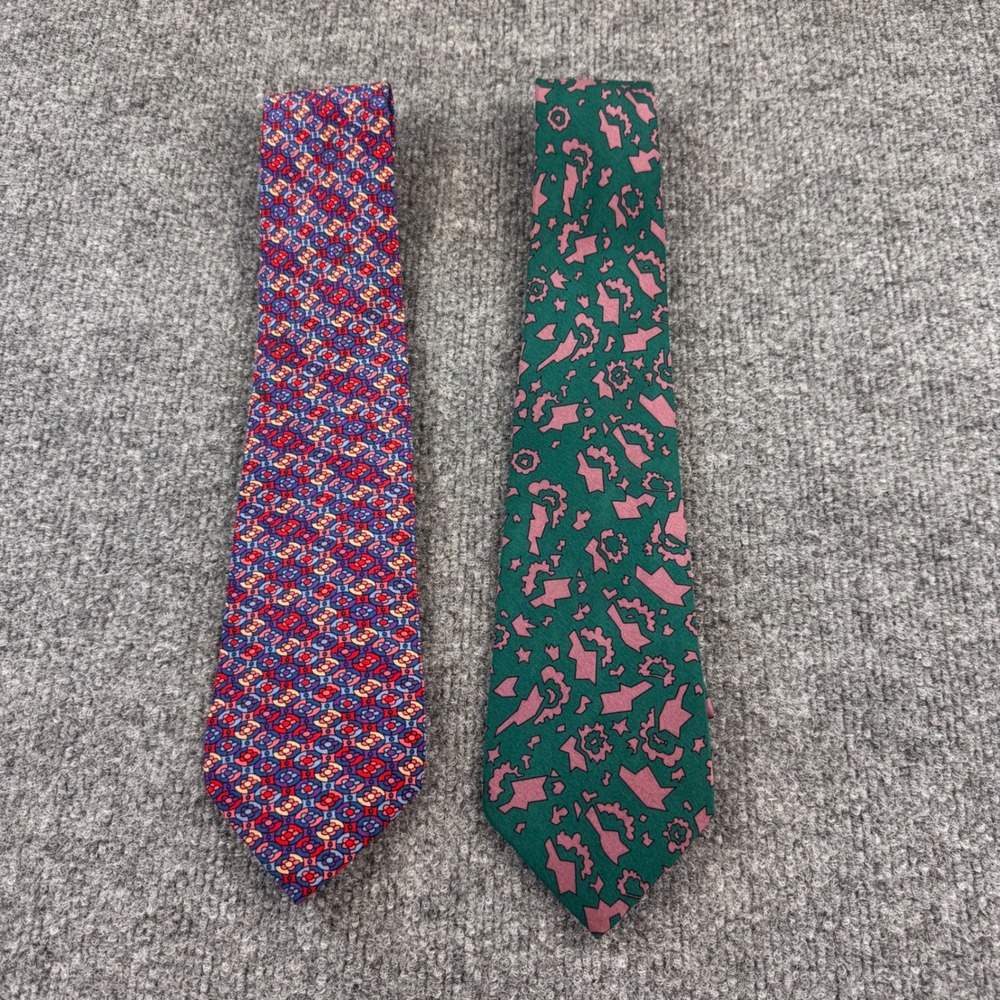 Missoni Cravatte Silk Ties Mens OS Multicolor Good Geometric Abstract Lot of 2